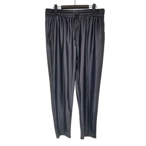 Cherish Faux Leather Joggers Women's L Black Elastic Waist Stretch NWT Trendy